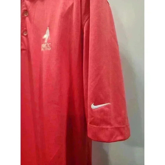 Nike Golf Dri-Fit Shirt Mens Large Red Short Sleeve Polo Polyester - Picture 2 of 7
